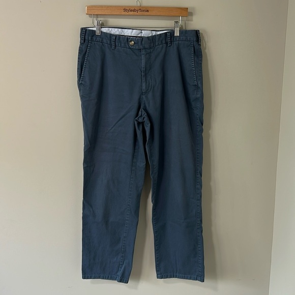 PETER MILLAR Mens SOFT TOUCH FLAT FRONT TROUSER Chino Pant Blue Sz 35 - Picture 3 of 11